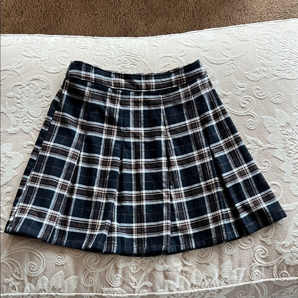 Hollister Plaid Skater Skirt - Dark blue, and White